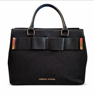 Adrienne Vittadini Oxford Bow, Black Elegant Handbag